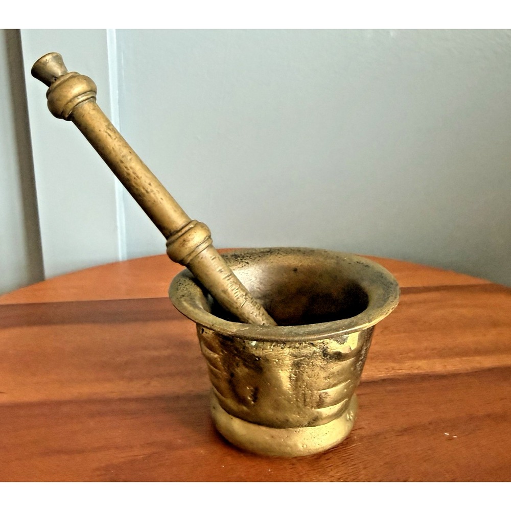 Antique European Bronze Apothecary Mortar & Pestle 17th Century Style 3lb